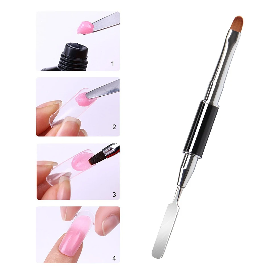 

2 in 1 Double Ended Polygel Brush and Pen for Acrylic UV Poly GEL Extension Builder Brush Spatula Stick Manicure Tool