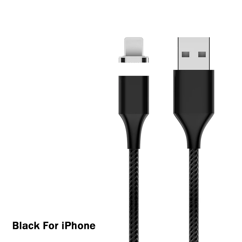 Магнитный usb-кабель для зарядки 3A для быстрой зарядки iphone 7 8 Micro usb type C для samsung huawei Xiaomi зарядное устройство для андроида шнур - Цвет: For iPhone Black