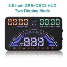 Gps Автомобильный спидометр+ OBD2 дисплей 5,8 дюймов авто HUD лобовое стекло проектор автомобиля превышение скорости Предупреждение данных диагностический инструмент