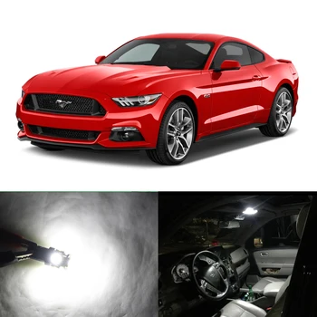 

10PCs Xenon White Canbus Led Light Bulbs Interior package Kit For Ford Mustang 15-17 Map Vanity Mirror Glove Box License Lamp