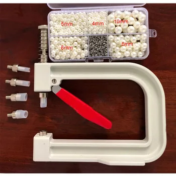 

New 1Set Manual Nailed Bead Machine Clothing Manual Pearl Cap Bead Rivet Fixing Machine DIY Repair Knitting Lace Hat Hair Tools