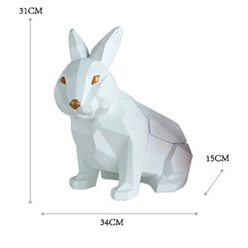 Creative Geometry Rabbbit Tissue Holder Cassette Paper Holder Pumping Tray Living Room Coffee Table Decoration Rabbit Best Gift