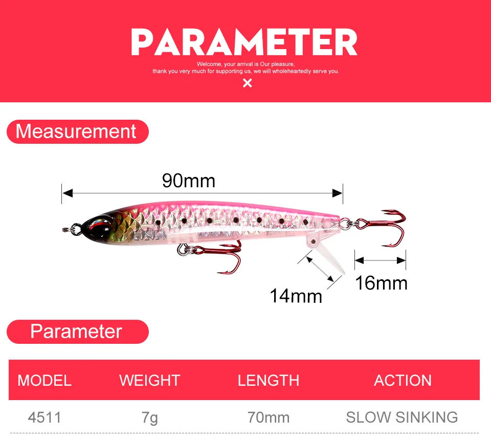 KINGDOM Hot High Quality Pencil & Minnow Fishing Lure Top water Hard Baits Good Action and Special reflective shiny fish skin  (2)