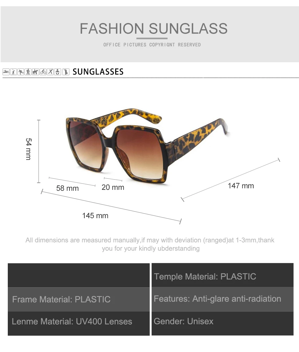 Square Luxury Sun Glasses Brand Designer Ladies Oversized Sunglasses Women Big Frame Mirror Sun Glasses For Female UV400  (3)