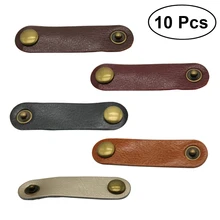 

10 pcs Leather USB Cord Organizer Data Cable Keeper Soft Charging Cable Wrapper with Snap Button