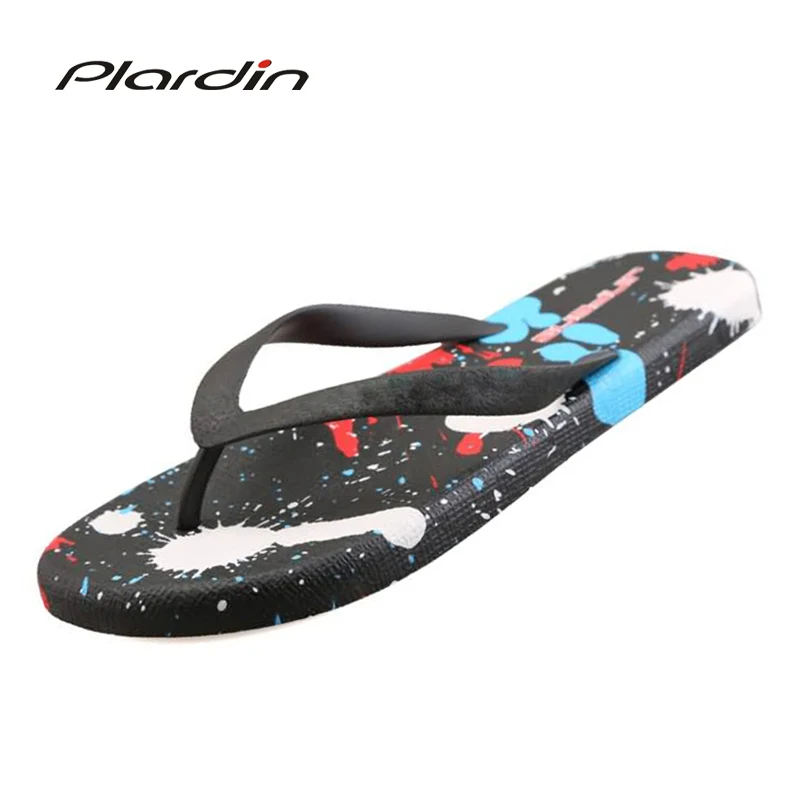 plardin 2017 Summer Graffiti Fashion font b men s b font Flip Flops Sandal Beach Sandals
