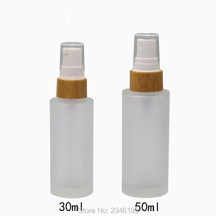 30ML50ML 10 шт./лот матовая Стекло лосьон бутылки насоса n Bamboo Кепки, пустые матовый с распылителем, улучшенный косметический многоразового