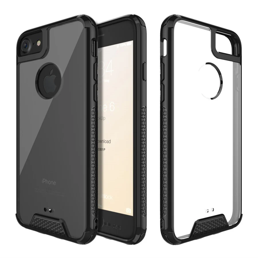

New TPU & Acrylic Case for iphone 7 8 plus Anti-Knock Transparent Acrylic Back Cover Phone Case For iphone 7 Case