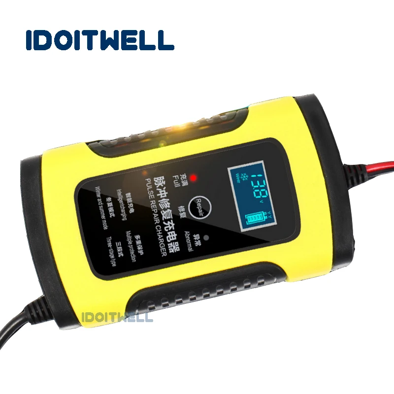 12V 6A Lead acid Battery Charger temperature control compensation charger battery Pulse Repair motorcycle car battery charger