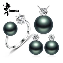 MINTHA Pearl Jewelry Fine wedding engagement jewelry sets Natural Pearl pendant Necklace women stud Earrings crown