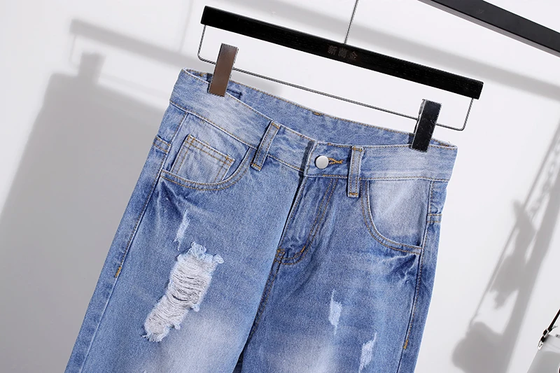 Ripped Jeans for Woman High Waist Plus Size Boyfriend Jeans For Women Blue Denim Mom Jeans Femme Pants Feminino Trousers