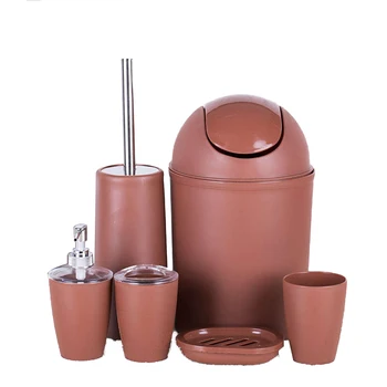 

6PCS Solid Luxury Plastic Bathroom Accessories Set Wash Suit Shell Bath Set Tumbler Toothbrush Holder Set Bath Storage
