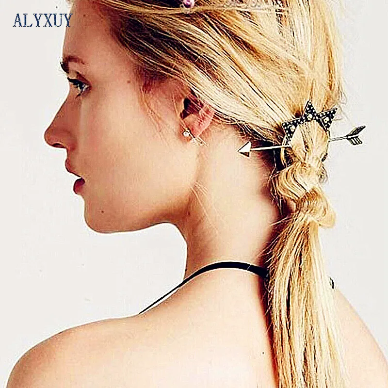 Новая мода Hairwear старинные цвет золотистый star шпилька для волос расчески волосы