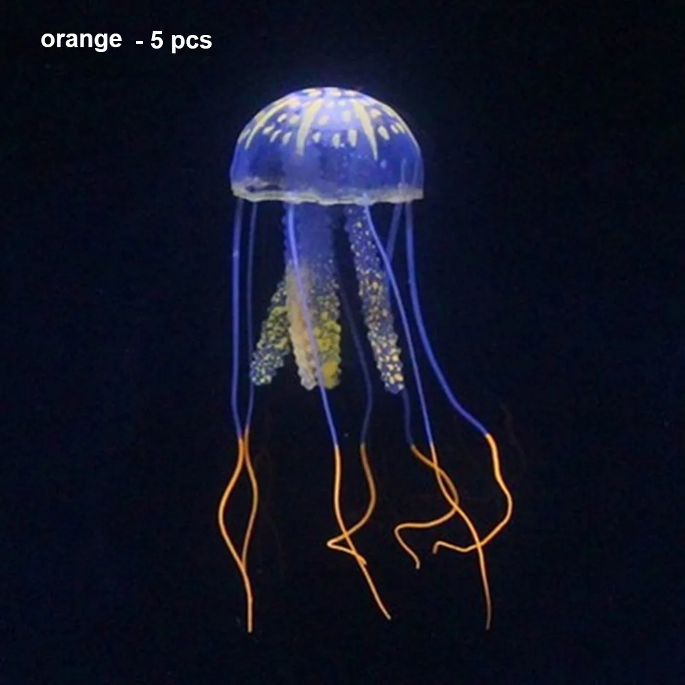 orange 5 шт. моделирование морского организма аквариума украшения силиконовые украшения светящийся эффект TB - Цвет: orange