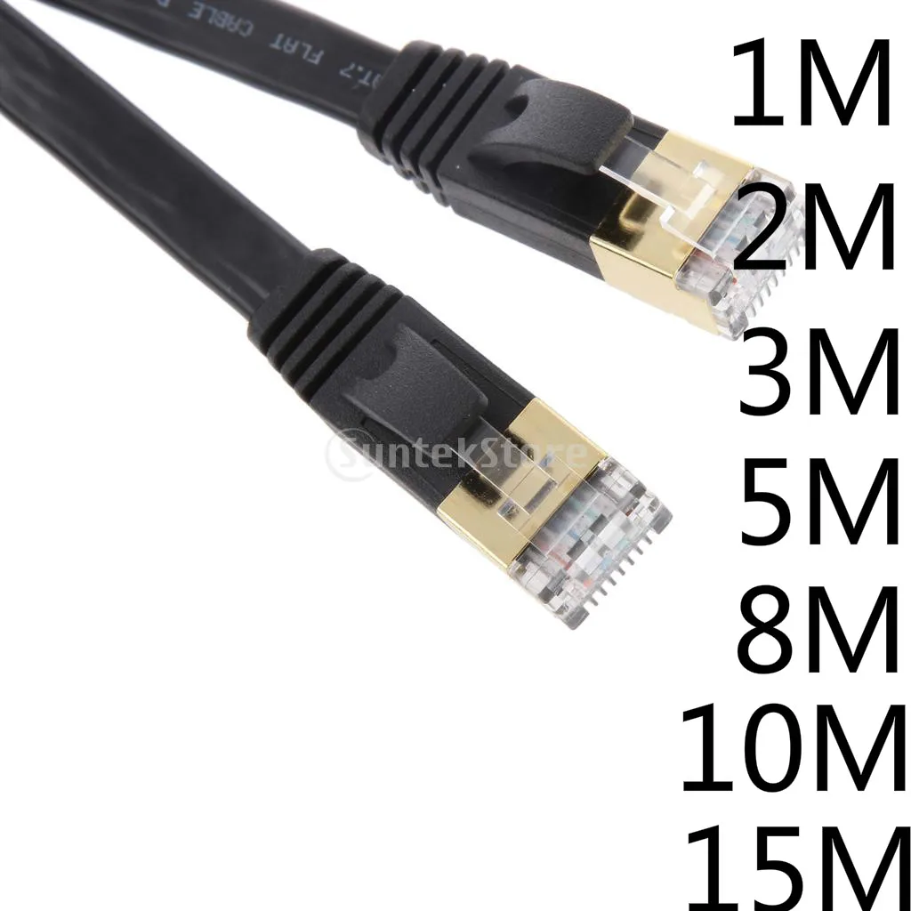 10 Гбит/с Cat7 RJ45 Ethernet плоская заплата сети LAN Экранированный кабель Позолоченные 1 м 3.3FT Поддержка пропускную способность до 600 МГц