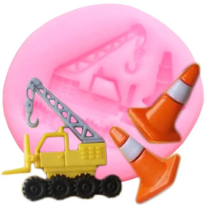 CC493 3D Строительные транспортные средства силиконовые формы DIY Детский день рождения торт украшения инструменты помадка кекс Топпер шоколадные конфеты формы - Цвет: CC493