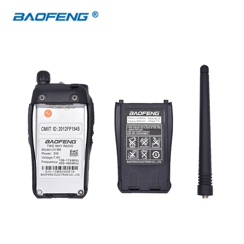 2 шт. портативная рация Baofeng uv b6 двухстороннее радио двухдиапазонный УКВ 136 174/400 470
