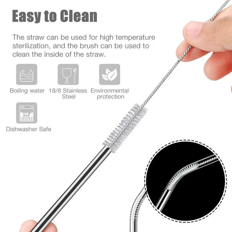 

Reusable Pipette Brush 22.5*1cm Stainless Steel Restaurant Drinks Wedding Kitchen Tool
