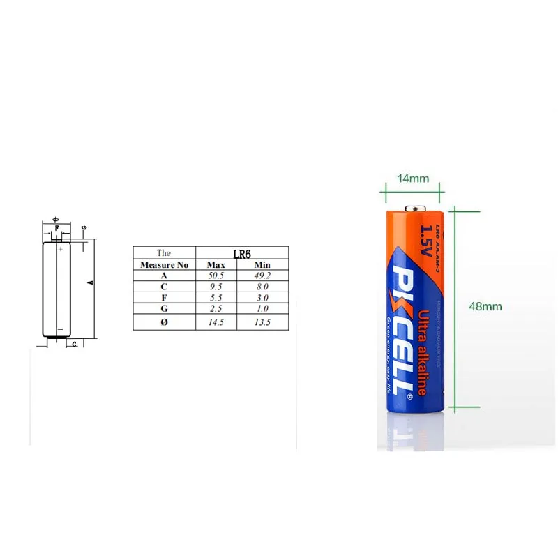 24 батареи PKCELL AA LR6 1 5 в щелочные E91 AM3 MN1500 сухая батарея первичные 2A для игрушек|dry