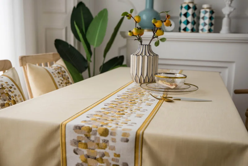 Стильный скатерти с вышивкой бежевый Кухня стол Кофе Скатерти s прямоугольные Скатерти довольно скатерть покрытие стола