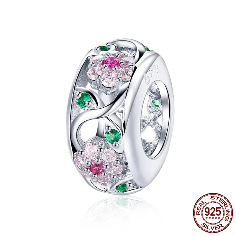 

MYBEBOA Spring Collection 925 Sterling Silver Flower Tree Leaves Dazzling CZ fit Original Pandora Bracelet DIY Charms Jewelry