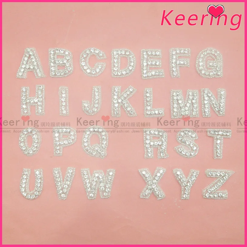 

Keering A Set Of Beaded Rhinestone Iron On Letters Patches For Clothes E42527