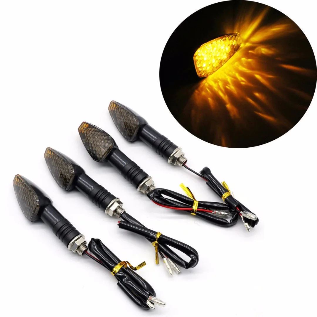 Mayitr 4pcs Motorcycle Amber LED Turn Signal Very Bright Indicator Lamp For Honda Kawasaki Suzuki Street Bike Scooter