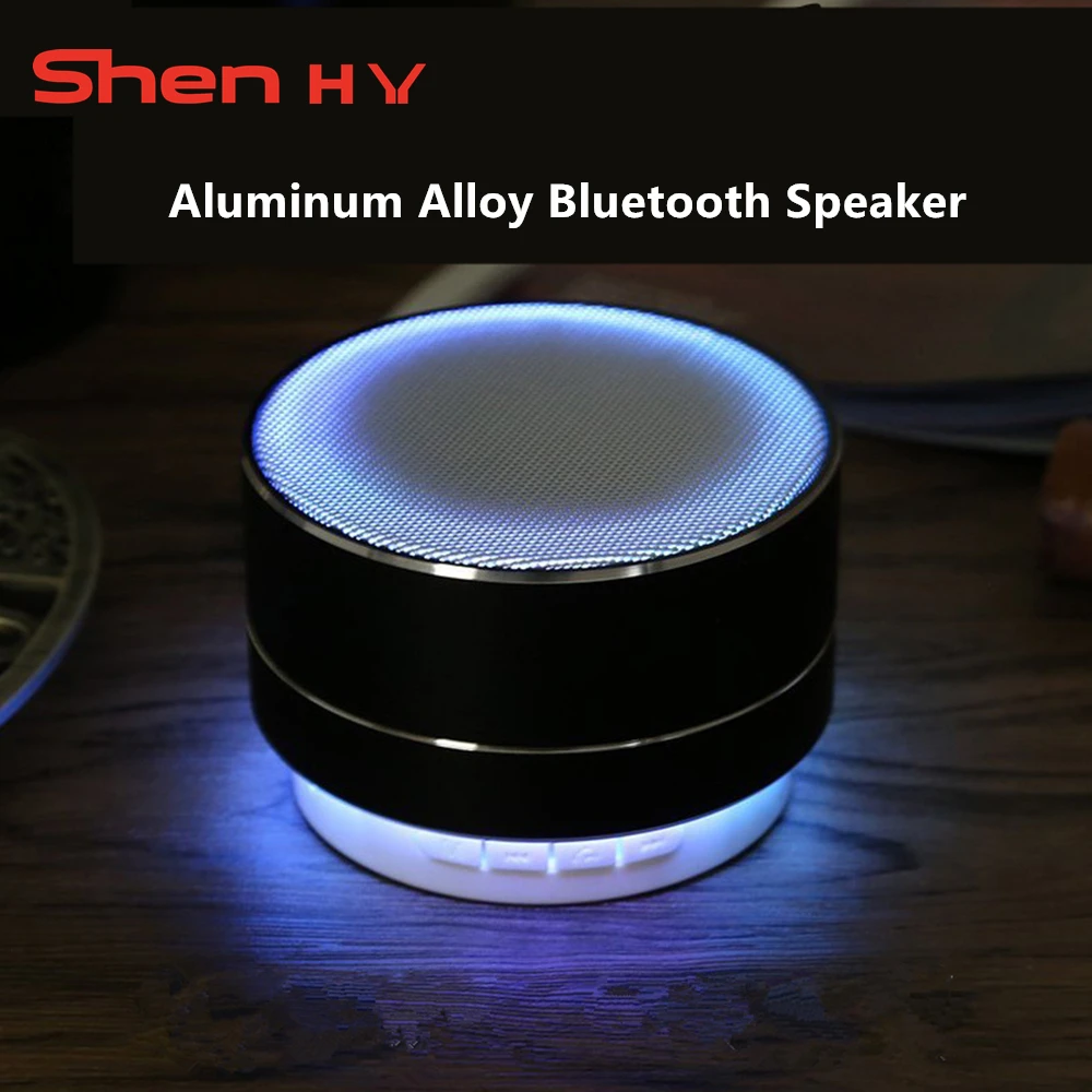 Metal Wireless Bluetooth Speaker LED Lights Mini Portable Subwoofer Soundbox with Mic TF Card AUX MP3 Music Player Loudspeaker |