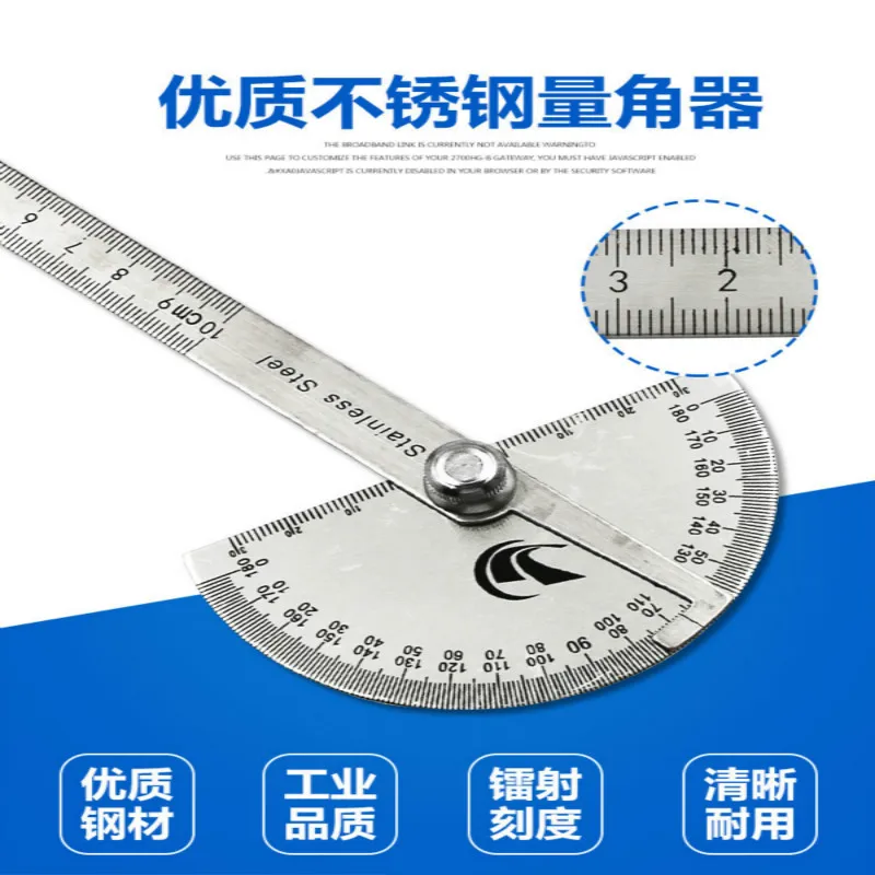 High quality Stainless steel angle ruler gauge 180 degree 0 10CM adjusting semicircle divider multi function