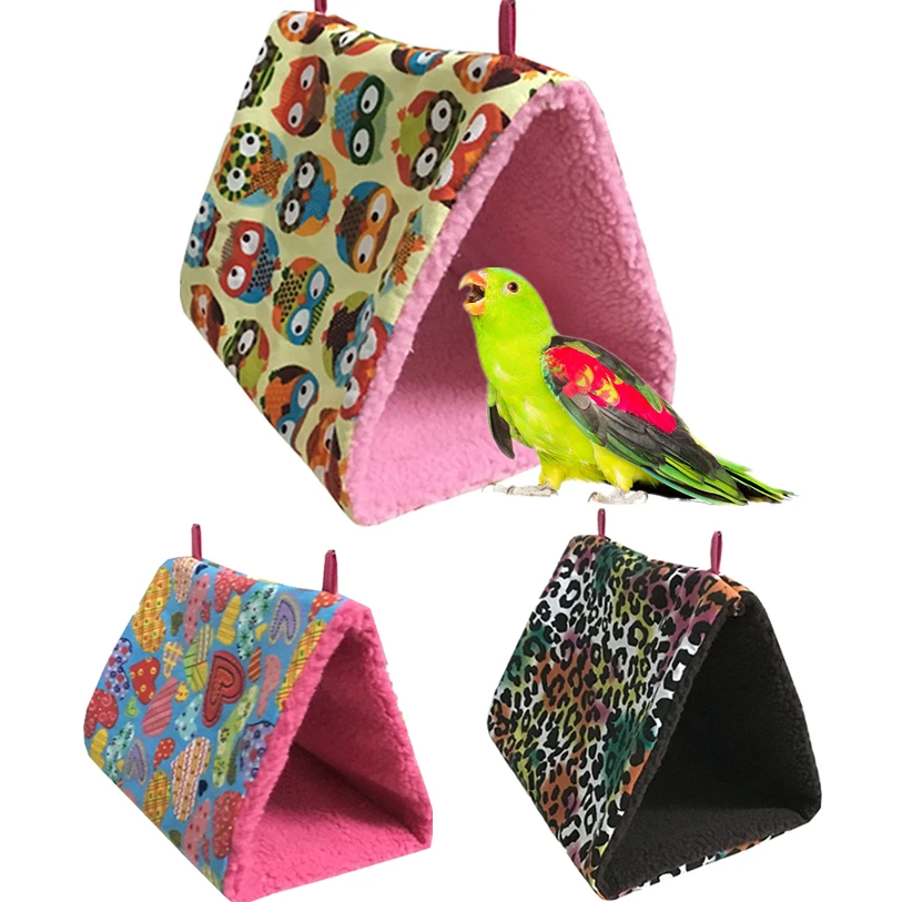 

S/M/L Cute Printed Bird Parrot Hanging Hammock Comfortable Parakeet Budgie Winter Warm Bed Cave Cage Hut Tent Pet Toy 30DC22