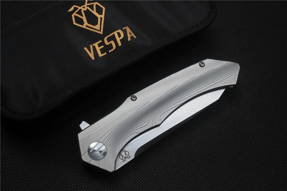 Высокое качество, нож VESPA, лезвие: S35VN(камень мыть/сатин), Ручка: TC4 плоскостный подшипник Открытый Кемпинг Складной нож EDC