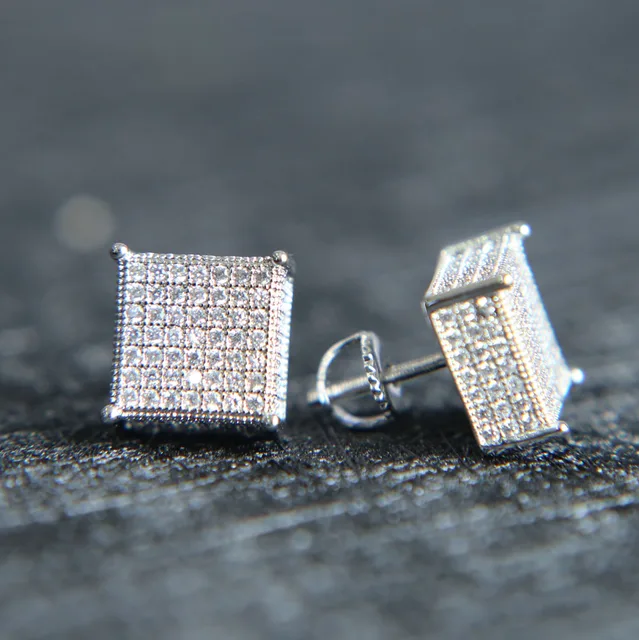 2017 Mens Bling Ear Jewelry 3 Colors Back Micro Pave Cz 2017 Mens Bling Ear Jewelry 3 Colors Back Micro Pave Cz Earring For Men