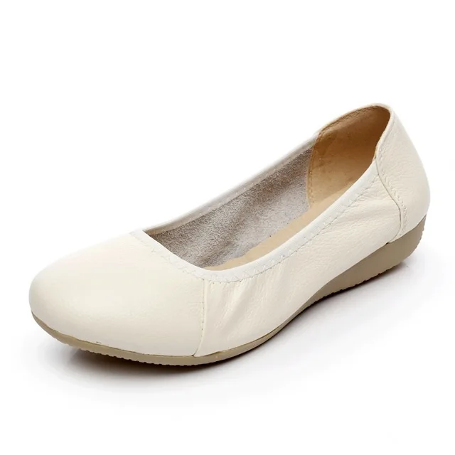 BEYARNE/Женская обувь на плоской подошве из натуральной кожи; Модные женские балетки с острым носком на плоской подошве; фирменные дизайнерские балетки на плоской подошве; женская обувь - Цвет: beige