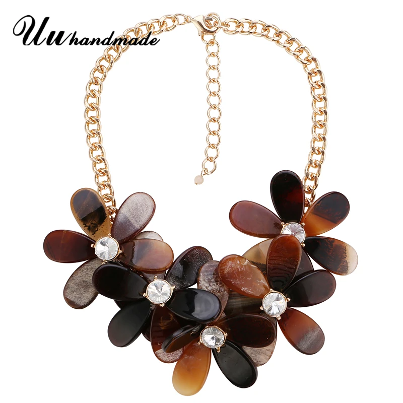 

Necklace vintage Ethnic Acrylic Flower Pendant necklaces Choker Collar Chokers Maxi Pendant Collier Fashion Jewelry for women