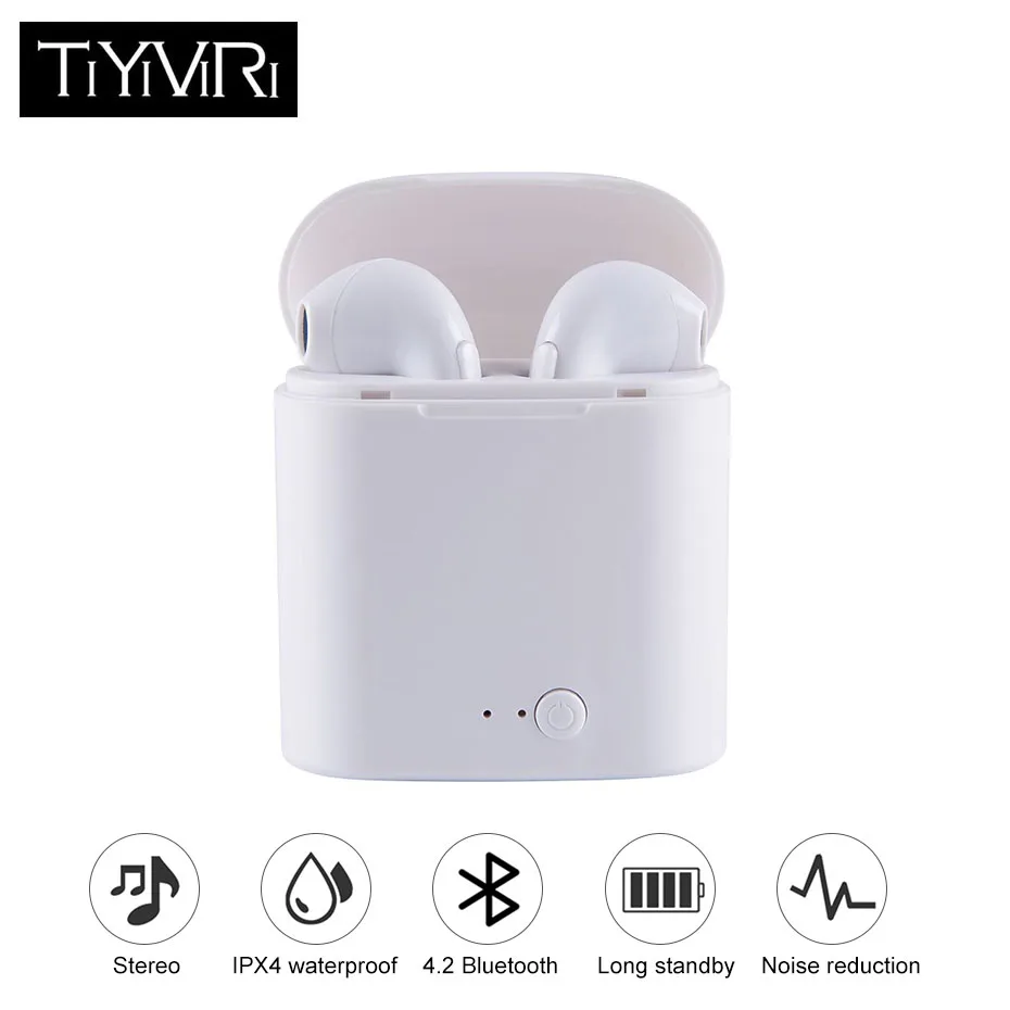 

TiYiViRi I7S Bluetooth Earphones Sports Wireless Headphones Stereo Bluetooth Headset Earbuds With Charging Box Mic For iphone