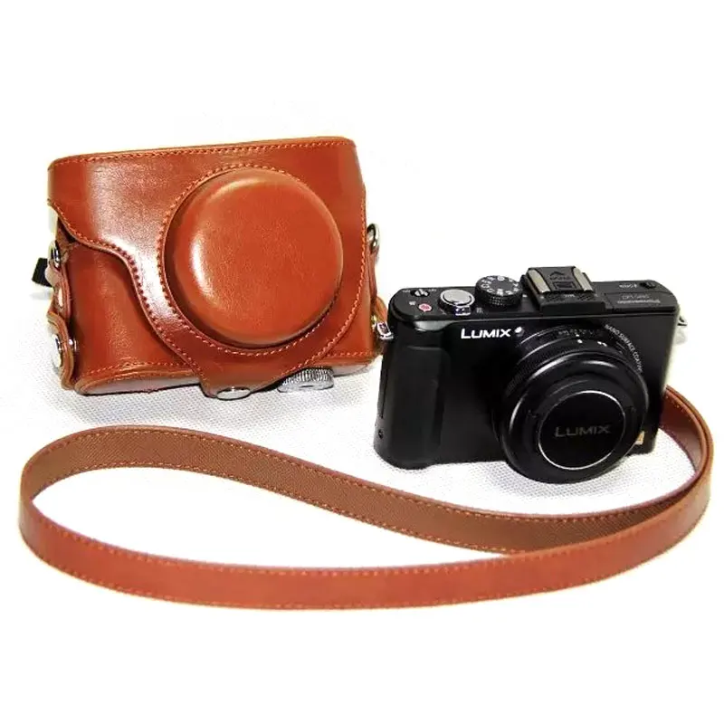 Из искусственной кожи сумка чехол для цифрового фотоаппарата Panasonic Lumix DMC-LX7 LX7 LX5 LX3 защитный чехол для задней части корпуса плечевой ремень камеры видео с жестким чехлом