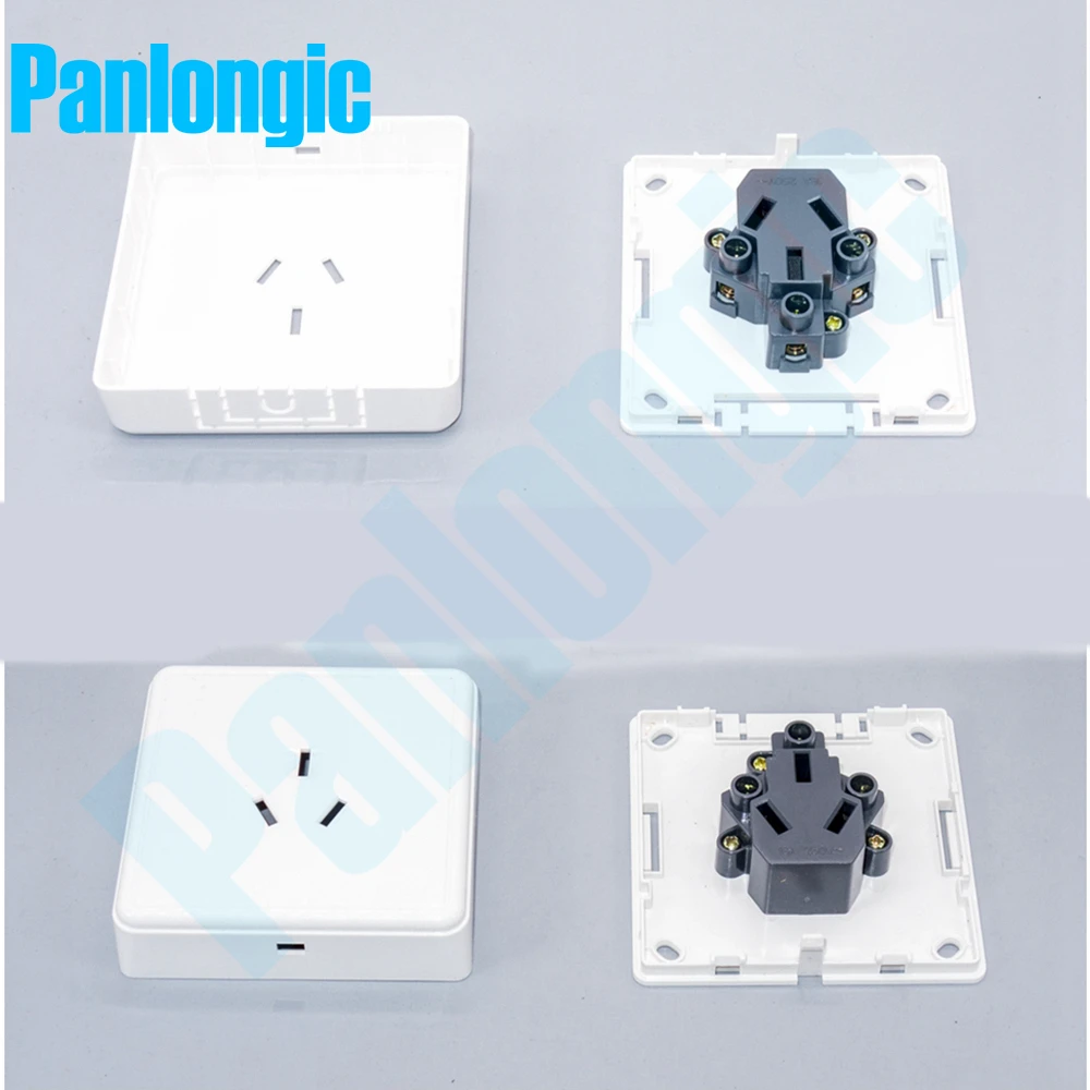 Surface Mounted Pure White 86 Type Wall Socket Panel 3-Pins Outlet Electric 16A Electrical Plugs Sockets 3 Holes