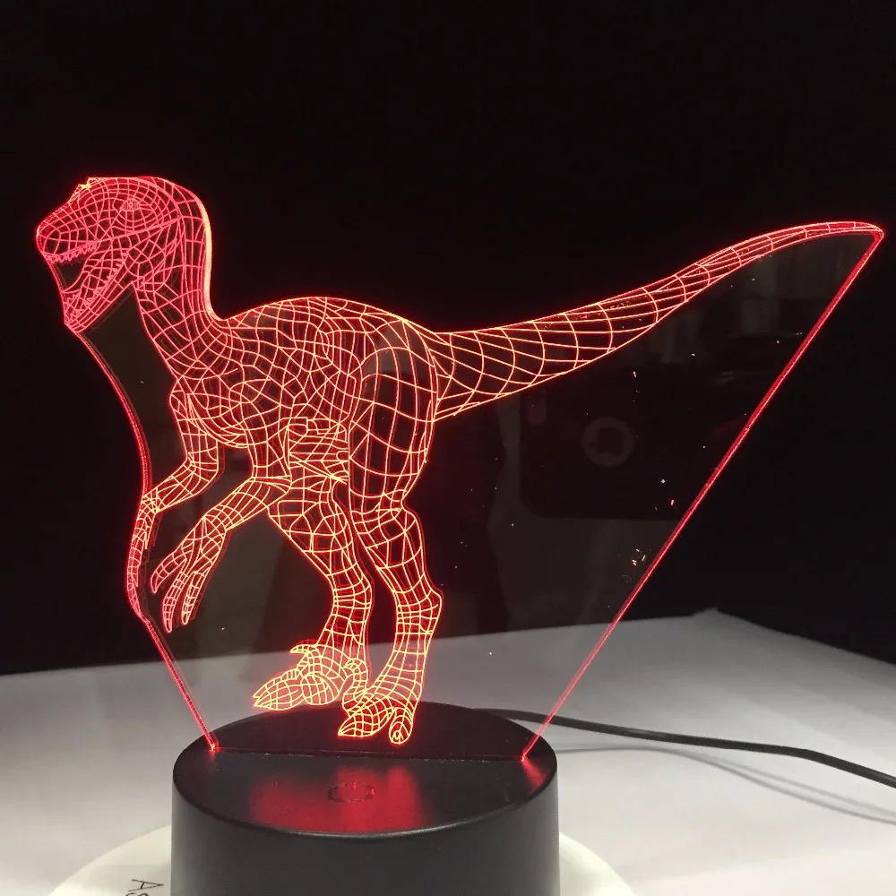  Velociraptor 3D Lamp Dinosaur Blue 7 Color Led Night Lamps for Kids Touch Led USB Table Baby Sleepi - 32885733638