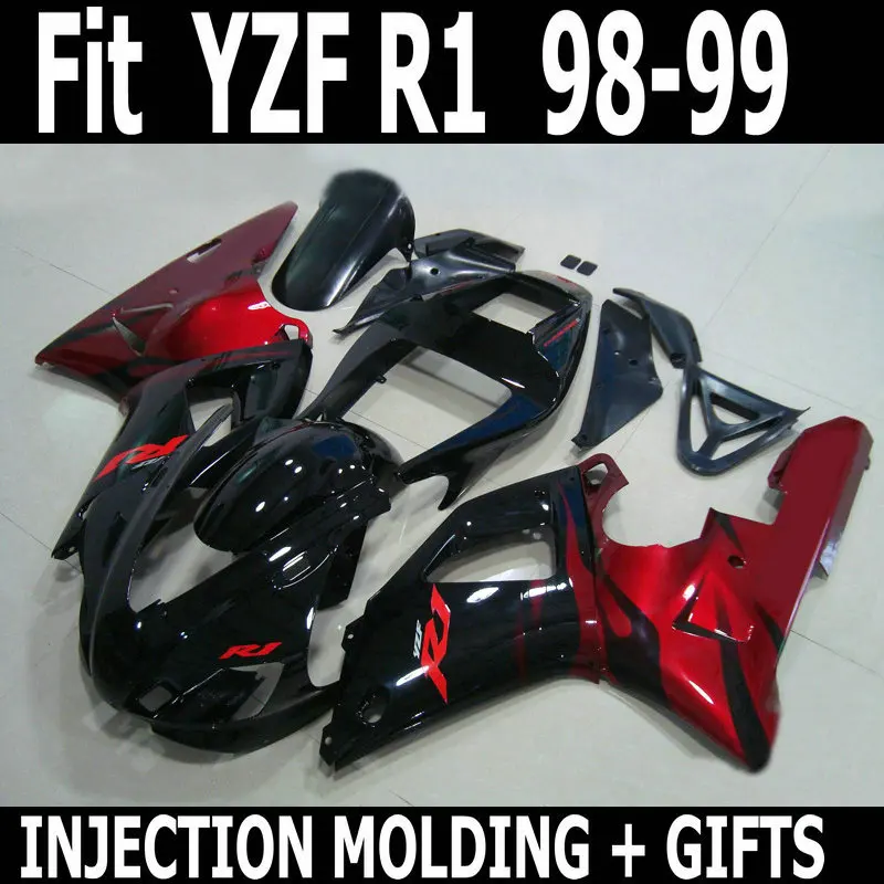 Custimize Бесплатная черный 100% подходят инъекции мотоцикл partf для Yamaha R1 98 99 обтекателя