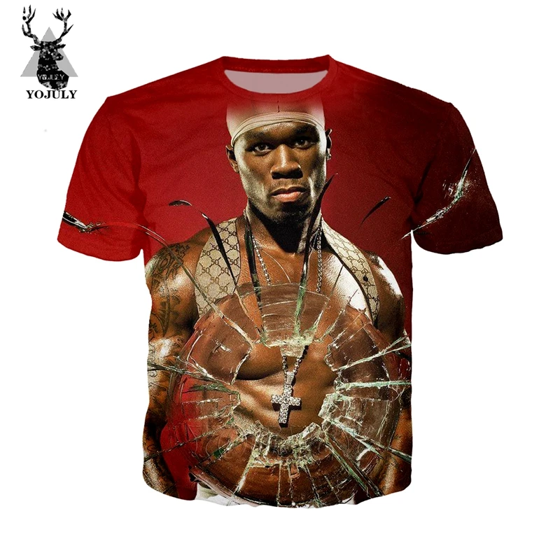 

rapper singer 50 cent t shirt funny men's cosy T-shirts 3D print harajuku tees fashion unisex hip hop O-neck streetwear tops A27