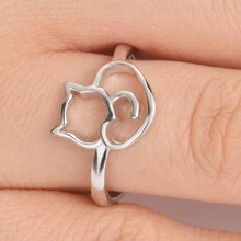 Милый кот девушки палец кольцо Размер 6-10 элегантный и простой серебристый цвет вечерние ювелирные изделия подарки для друга женское кольцо для помолвки женское
