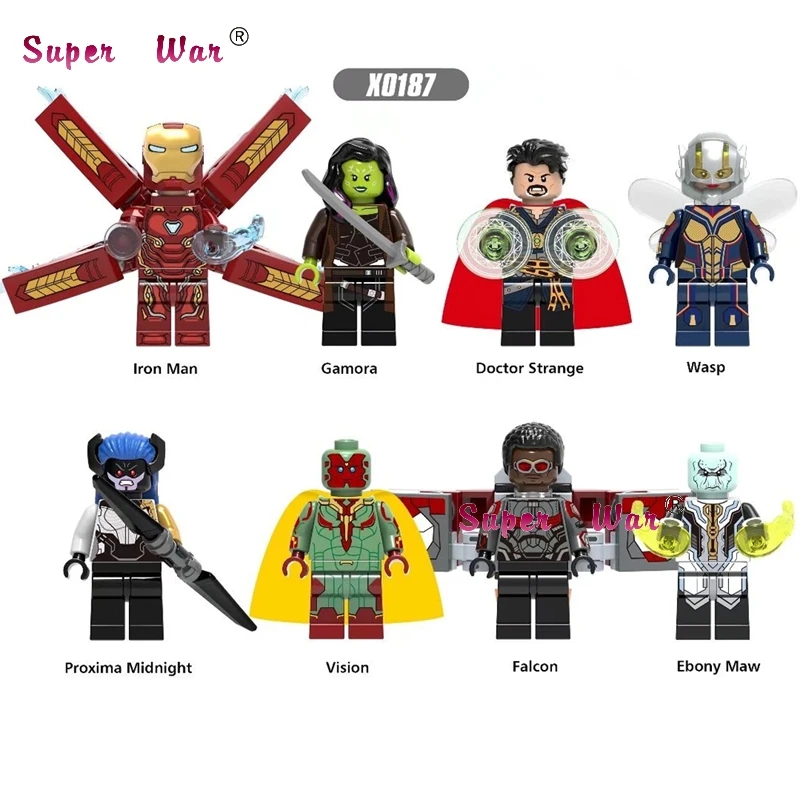 10Set-X0187 10 комплектов комиксов Marvel серии 1 Мстители Железный человек Локи черная Widow Тор соколиный глаз, Капитан Америка Модель Кирпичи Детские игрушки - Цвет: 10Set-X0187