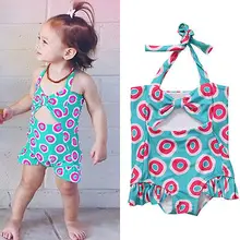 Пляжное бикини для маленьких девочек, цельные костюмы с бретельками, летний купальный костюм, Цельный купальник в горошек, боди для девочек