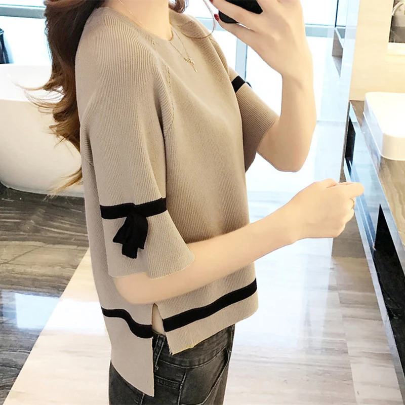 

Mr.nut summer ice silk female 2019 spring new Korean version loose thin section in the sleeves heading sweater