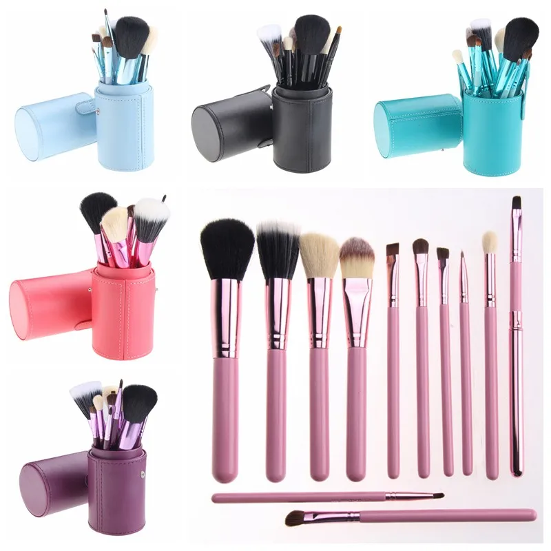 12Pcs Makeup Brushes + Container Tube Makeup Powder Foundation