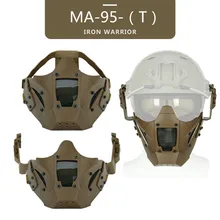 

WosporT Tactical Airsoft Paintball Iron Warrior Half Face Mask Single Use With Fast Helmet Military Protect Cycling Outdoor