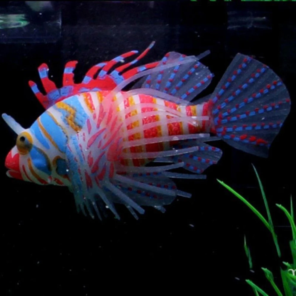 Светящиеся искусственные аквариумные рыбки Lionfish украшение для аквариума мини