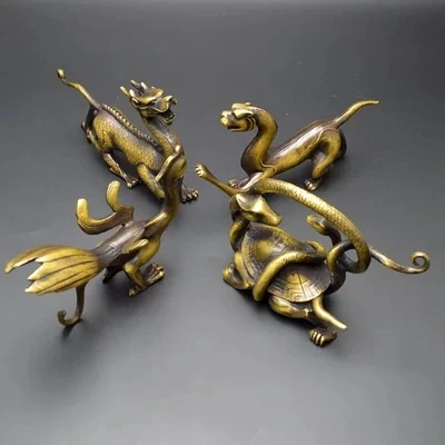Латунные четыре вида украшений с животными Qinglong белый тигр Чжу куйер Сюаньу офис