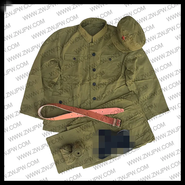 WW2 Chinese Type 50 People 's Liberation Army Uniform Cotton Hat Belt Replica CN/50112 90th construction liberation stamps chinese people liberation armye colorful