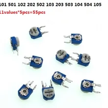 13values* 5 шт. = 65 шт RM-063 регулируемый резистор комплект 100 ohm-1M потенциометр 101 501 102 202 502 103 203 503 104 504 105 R/K